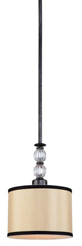 Mini Pendant Black Finish And Cream Fabric Shade #030807-015
