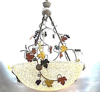 Pendant Cream Metal Frame With Grapes and vines Italian Glass 02-118-JSH-CH47