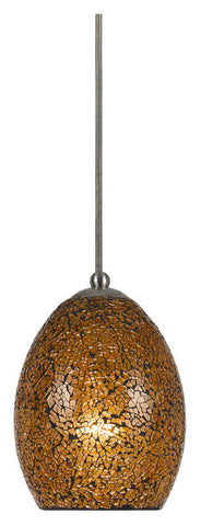 Mini Pendant Brushed Nickel And Amber Mosaic Glass #030823-14