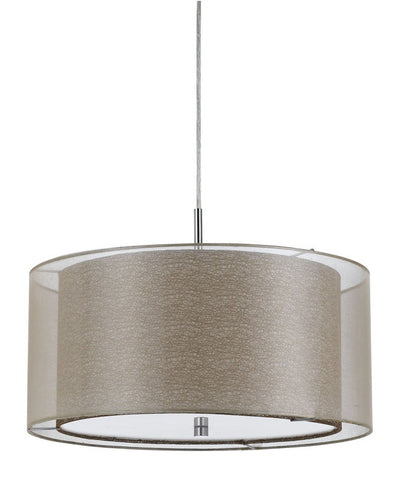 Pendant Satin Nickel Finish With Fabric Shade #020823-013