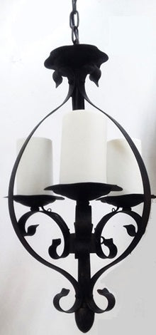 Chandelier Dark Bronze Metal with White acrylic Shades 01-118-JSH-03