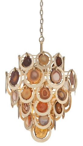 Pendant Gold Leaf  Finish and Natural Agate 020233-16