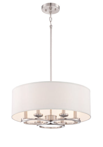 Pendant Satin Platinum Finish With off White Linen Shade #020812-015