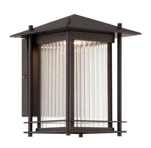 Outdoor Wall Light Bronze Finish and Clear Ribbed Glass #170912-015