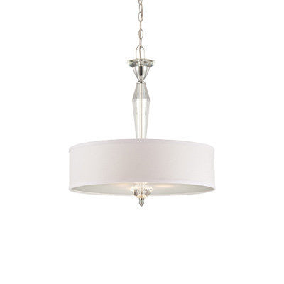 Pendant Chrome Finish and White Linen Shade And Crystal Accent #020812-015