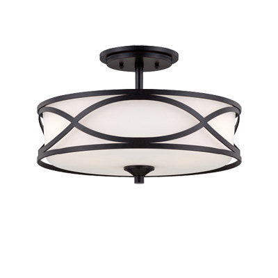 Semi Flush Black Finish And Opal Glass #150812-015