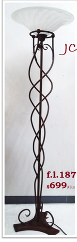 Floor Lamp Iron Bronze Finish and Alabaster Glass Shade 06-118-JSH-