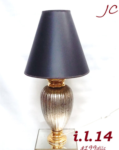 Table Lamp Satin Silver and Gold With Black Shade 07-118-JSH-14