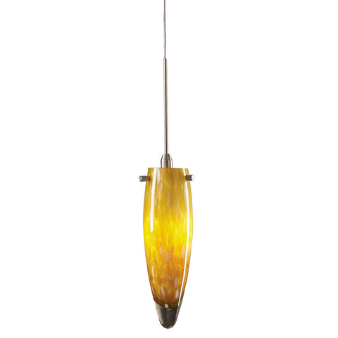 Mini Pendant Nickel Finish And Orange And Clear Glass #030839-14