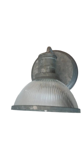 Outdoor Wall Light Galvanized Finish And Clear Ribbed Glass 17118-JSH-HL