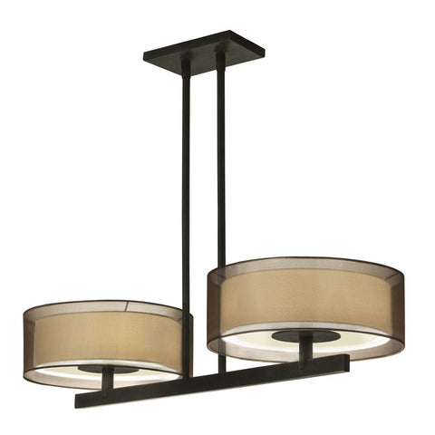Pendant Black Finish With Cream Organza Shades And Glass Diffuser #020850-015