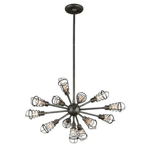 Chandelier Old Silver Iron Finish and Wire Cage 014803-16