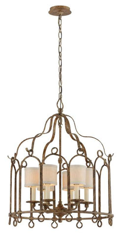Chandelier Bronze Finish And Linen Shades 014803-16