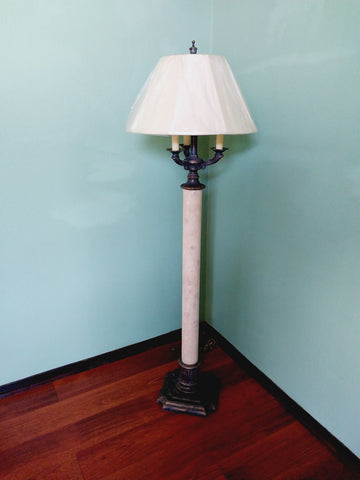 Floor Lamp Bronze and CreamTexture Finish Cream Shade 06-118-JSH-151