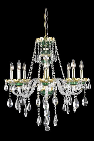 Chandelier Chrome Finish Green and Clear Crystal #010835-015
