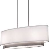 Chandelier Satin Nickel And White Linen Shade 1218-5-JSH-5