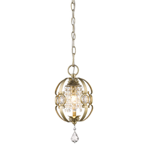 Mini Pendant Satin Gold Finish And Crystal accents#030857-015