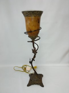 Table Lamp Bronze Finish And Amber Shade 07-118-JSH-89