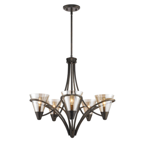 Chandelier Bronze Finish And Clear Glass #010857-015