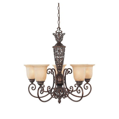 Chandelier Burnt Umber Finish With  Beige Glass 0106518-145-SH