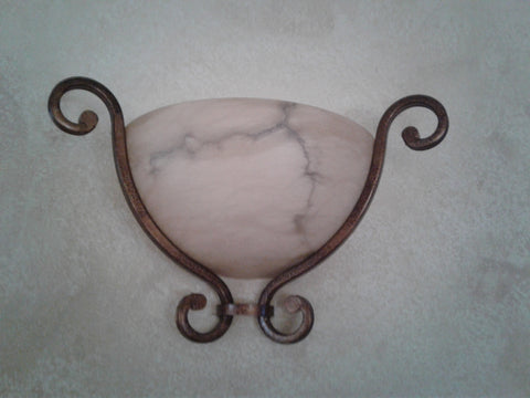 Wall Sconce  Cream  Alabaster Stone and Iron Cooper  Bronze Finish 10-118-JSH