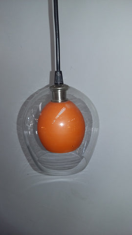Mini Pendant Light Polish Steel Finish Clear/ Orange Glass 3118-20-LS