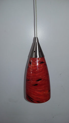 Mini Pendant Red Glass And Polish Nickel Finish 3218-8-JSH-ELC