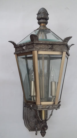 Outdoor Wall Light Pewter Finish and Beveled Glass 17118-JSH-7878