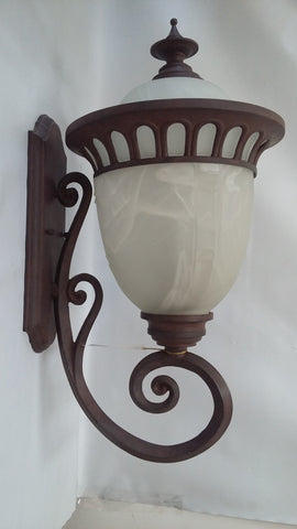 Outdoor Wall Light Iron Frame Bronze Finish And Alabaster Glass 17118-JSH-654