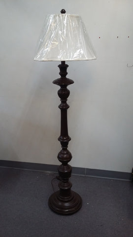 Floor lamp Dark Brown Wood And Silk White Shade 6218-48-JSH
