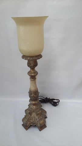 Table Lamp Antique White And Soft Gold With Cream Glass Shade 721848-JSH