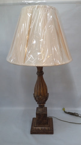 Table Lamp Hand Curved Wood And Silk  Shade 721821-JSH