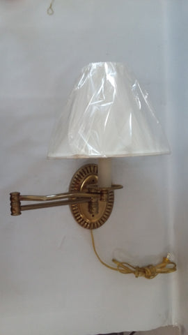 Wall Sconce Swing Arm Antique Brass Silk Shade 10218-6-JSH-DF