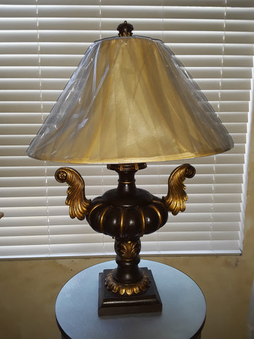Table Lamp Bronze and Gold With Silk Shade 07-118-JSH-45