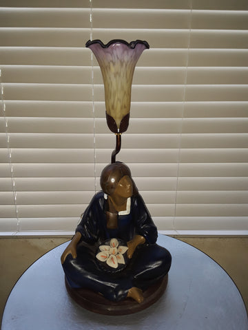 Table Lamp Ceramic Figurine  With Tulip Glass  07-118-JSH-113