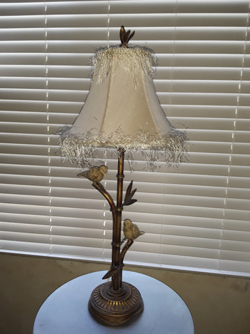 Table Lamp Antique Gold Finish Base With Birds 07-118-JSH-1.5