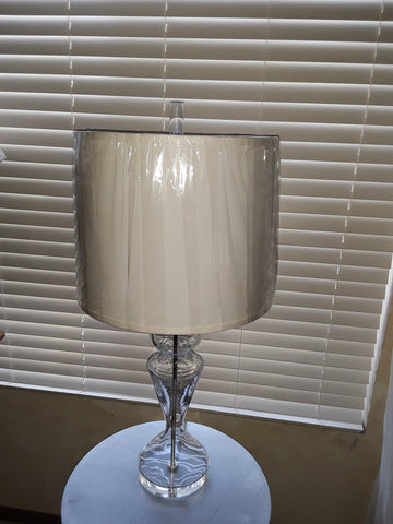 Table Lamp Crystal Base And Drum White Shade 07-118-JSH-97