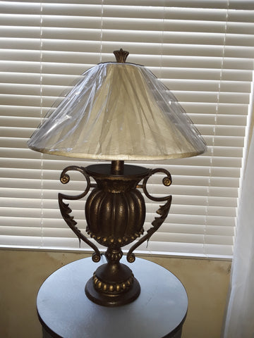 Table Lamp Bronze And Gold Base With Silk Shade 07-118-JSH-41