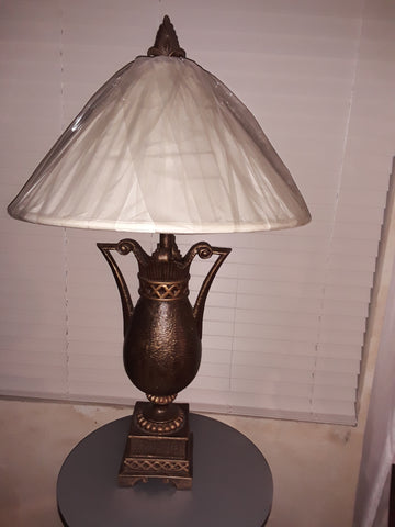 Table Lamp Bronze Finish With Silk Cream Shade 07-118-JSH-93