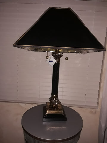 Table Lamp Black Marble  and Black Square Shade 07-118-JSH-90