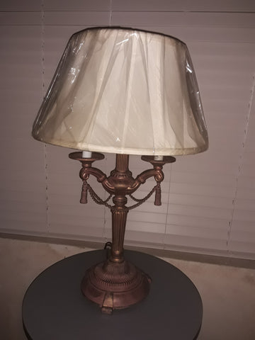 Table Lamp Antique Bronze Metal Base With Silk Shade 07-118-JSH-12