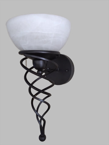 Wall Sconse Black Metal Finish With Alabaster Glass Shade 10-118-JSH-A15