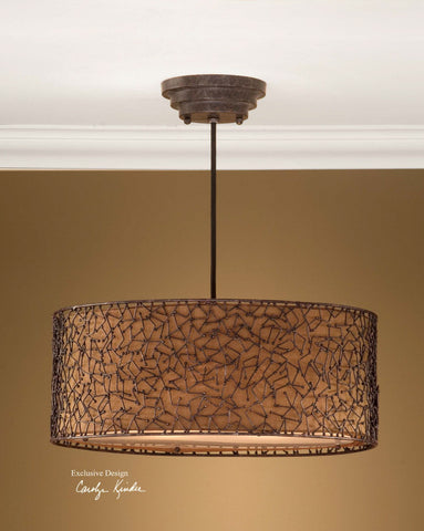 Pendant Rustic Finish Frame With Sil Bronze Shade #020851-59