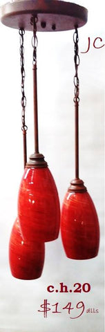 Pendant Rust Finish With Red Glass 2-118-JSH-20