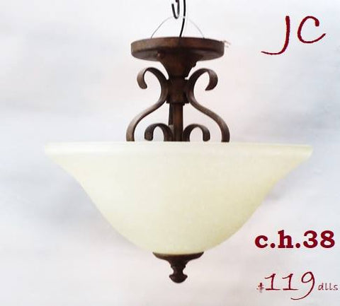 Semi Flush  Light Brown Finish And Cream Glass 15-118-JSH-38