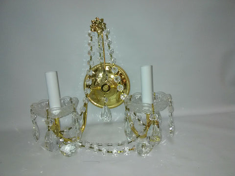 Wall Sconce Solid Brass And Clear Crystal 10218-JSH-JRM