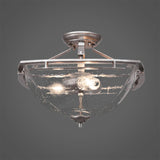 Semi Flush  Aged Silver Finish And Clear Bubble Glass TL321AS464-519