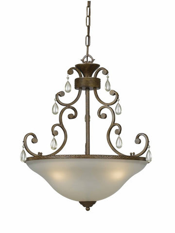 Pendant Antique Bronze Finish And Cream Glass With  Crystal Accents #020850-015