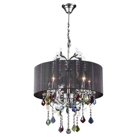 Chandelier Chrome With Black Shade Hand Cut Crystal 1218-25-JSH-67