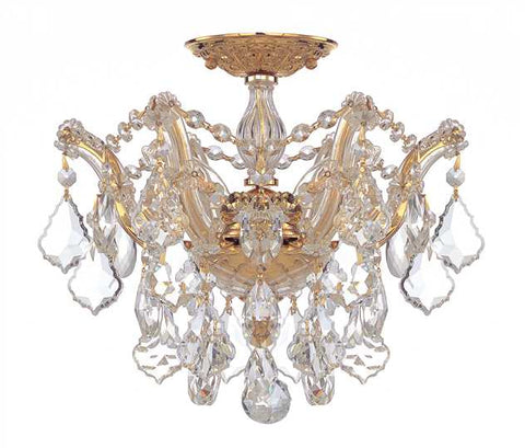 Flush Mount Cast Bronze Gold With Hand Cut Crystal 14518-JSH-CRYT